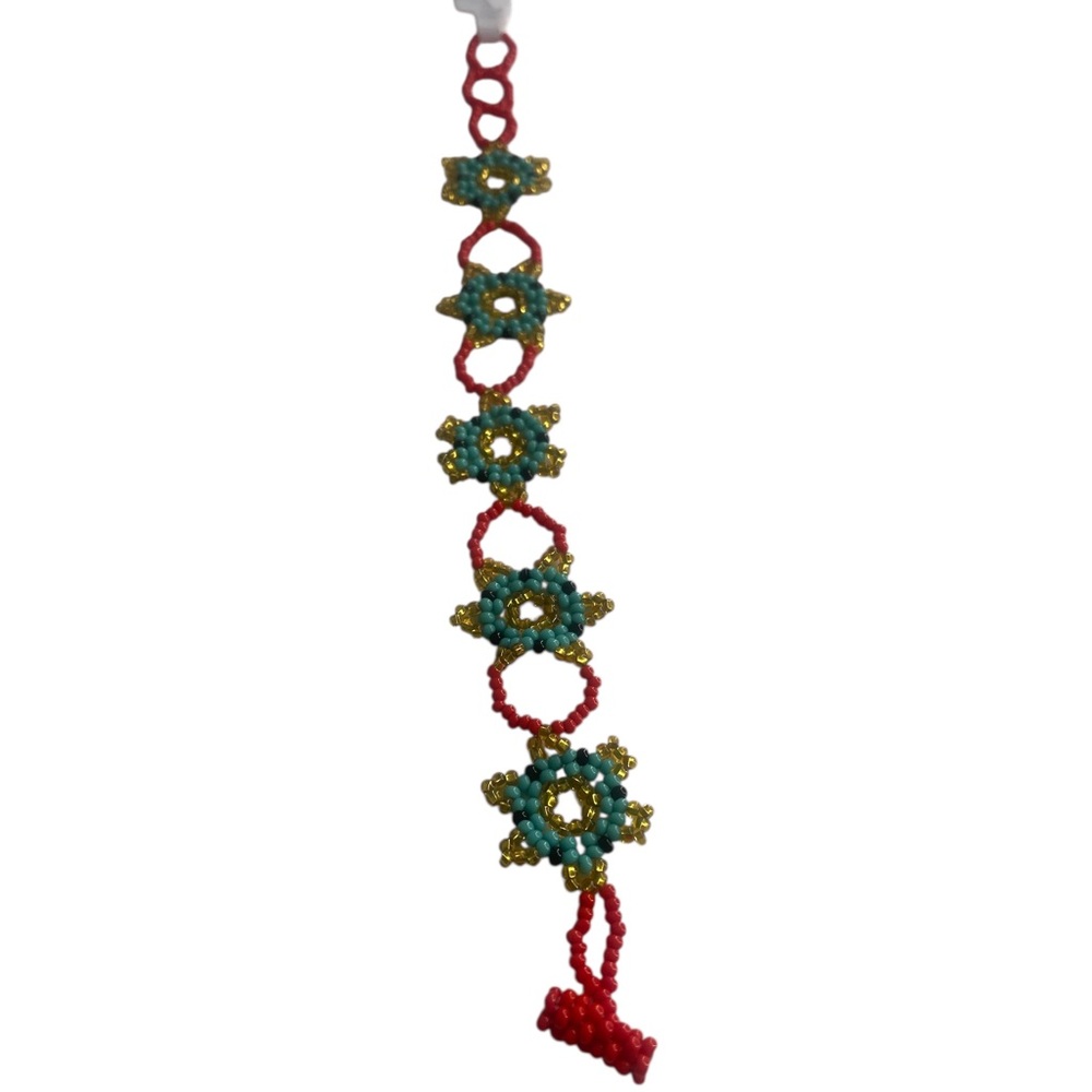 Mexican Huichol Beaded bracelet, Czech Glass Beads, Flower,Summer